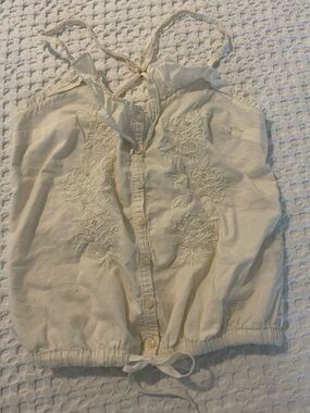 Abercrombie Creamy White Cotton Halter Top, Kids Large